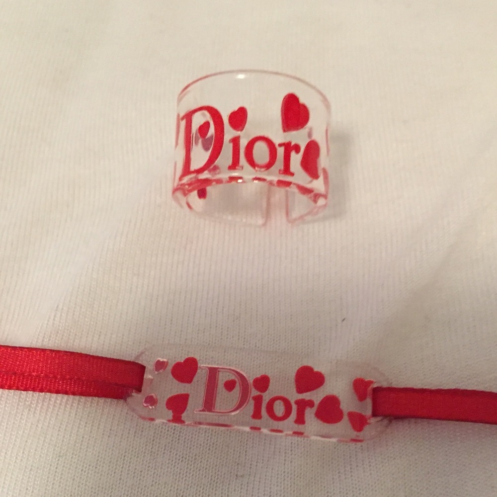 COPY - Dior vintage red heart lucite ring bracelet RARE